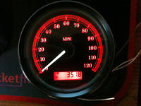 Red Gauge w/White Needles and Red Mileage